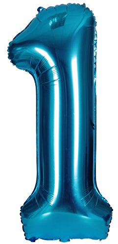 40 Zoll 0 to 9 in Blau Nummer Folienballon Helium Zahlenballon Luftballon Riesenzahl Party Hochzeit Kindergeburtstag Geburtstag Nummer 1