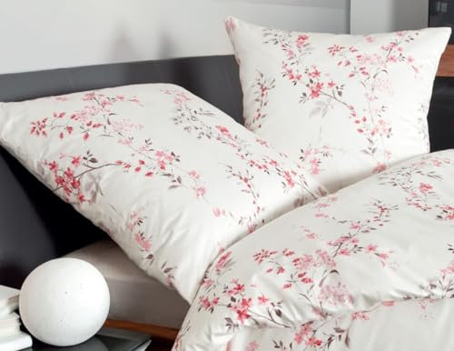 Janine Bettwäsche Feinbiber rosa Größe 1x 155x220 cm + 1x 80x80 cm