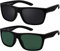 La Optica B.L.M. Herren Sonnenbrille UV400 Männer Sportbrille Fahrradbrille - Doppelpack Set Gummiert Schwarz (Gläser: 1 x Grau, 1 x Grün Klassisch)