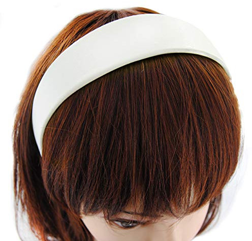 axy Breiter Haarreif mit Satin bezogen Haarband Vintage Klassik-Look Hairband Damen Stirnband HRK1 (Weiss)