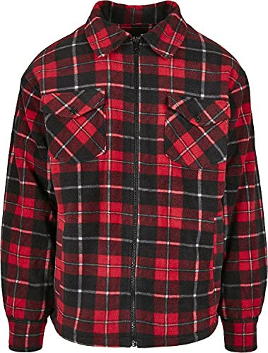 Plaid Teddy Lined Shirt Jacket red/Black XL