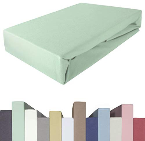 EDDA LUX Spannbettlaken für Topper in 180 x 200 cm, Öko-Tex, Baumwolle m. 5% Elasthan, Weiches Premium Spannbetttuch für Matratzen Topper mit 4-8 cm Höhe, in Seegrün