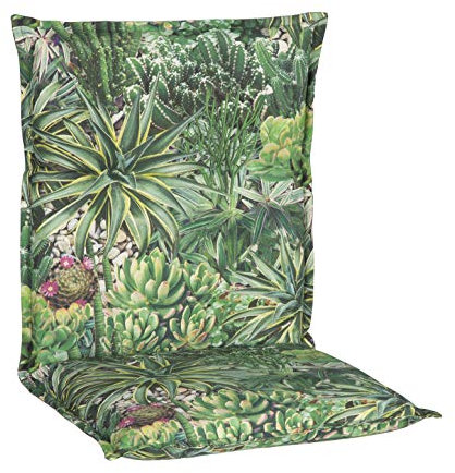 Beo Gartenstuhlauflage Niedriglehner Waschbar Turin Premium-Qualität UV-beständige Niedriglehner Auflagen Atmungsaktive Stuhlauflage mit Kaktus-Muster in Grün Kaktusgarten Be911 1 Stück (1er Pack)