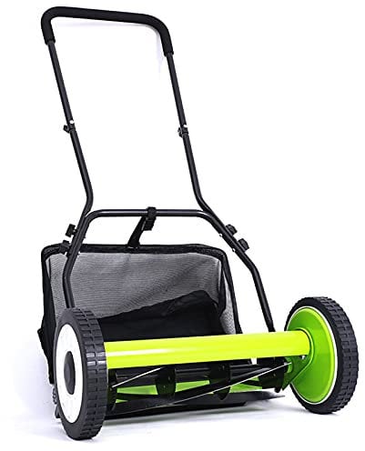 TIM-LI 16-Inch Push Reel Lawn Mower, Manual Reel Mower with Grass Collector, Adjustable Cutting Height, Home Yard Weeder