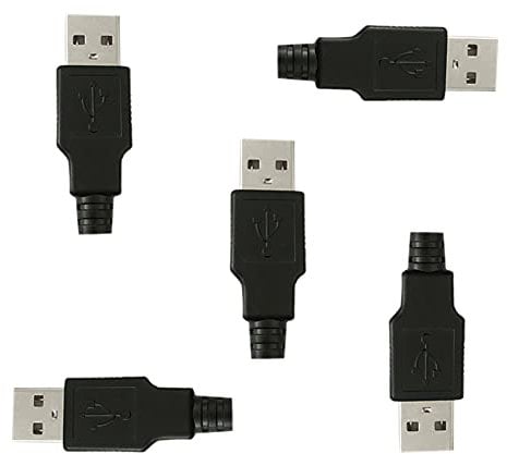 5 Sets USB Type A 4 Pin Male Jack Connector Adapter Plug Socket Connector Solder Welding Plate for DIY USB Power Supply Breadboard