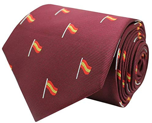 MASGEMELOS - Corbata Seda Bandera España Mastil Rojo