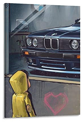 Auto-Poster BMW E30 M3, dekoratives Gemälde, Leinwand, Wandposter und Kunstbild, modernes Familien-Schlafzimmer, 40 x 60 cm