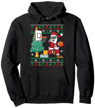 Basketball-Weihnachtspullover Dunking Santa Ugly Sweater Pullover Hoodie