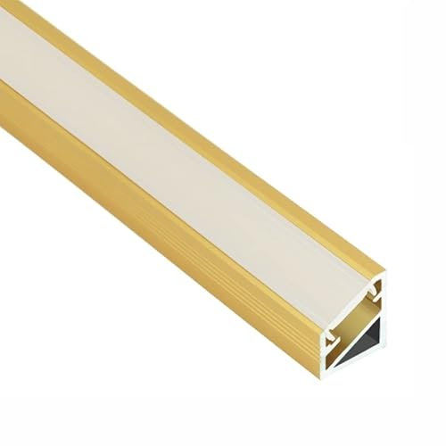 ledomec LED ALU Eck Profil,LED Schiene,Alu Leiste ECKE (16x14mm) in Gold mit Abdeckung (2m Profil mit Abdeckung Matt)