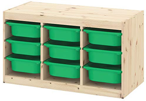 Ikea TROFAST Aufbewahrungskombination mit Boxen, 93x44x52 cm, hellweiß gebeizt/grün
