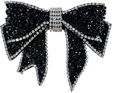 SHTGOI 1 broche nœud papillon vintage pour femme - Noir - Broche avec strass - Décoration pour mariage, bal de fin d'année, fête