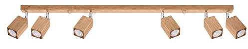 Licht-Erlebnisse Deckenleuchte Holz 120 cm lang länglich 6-flammig schwenkbar GU10 Deckenstrahler Spot Lampe Wohnzimmer