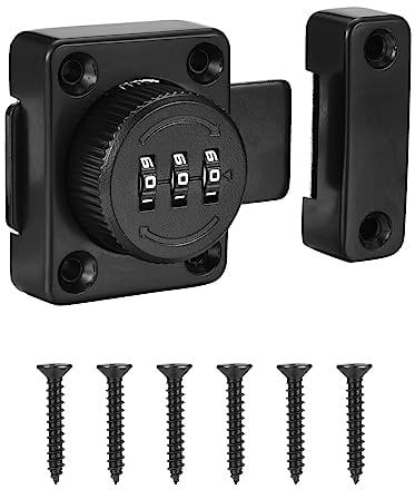 Lpraer Mechanical Keyless Combination Cabinet Lock Security Rotary Drawers Password Latch Files Privacy Lock for Medicine Cabinets Furniture Kitchen Mailboxes Pet Doors Windows Office Bathroom,Black