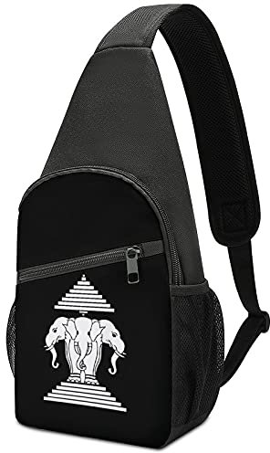 Three Elephants Laos Umhängetasche, Umhängetasche, Schultertasche, Brusttasche, Tagesrucksack für Reisen, Wandern