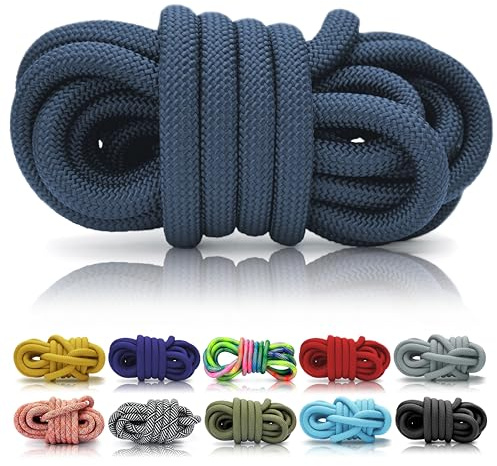Ganzoo corde PPM 5 m, 8 mm, tressée ronde en polypropylène multifilament, coloris bleu jean jeansblau, légère, se coupe et se positionne facilement, pour noeuds, tressage, laisses, colliers, gréements
