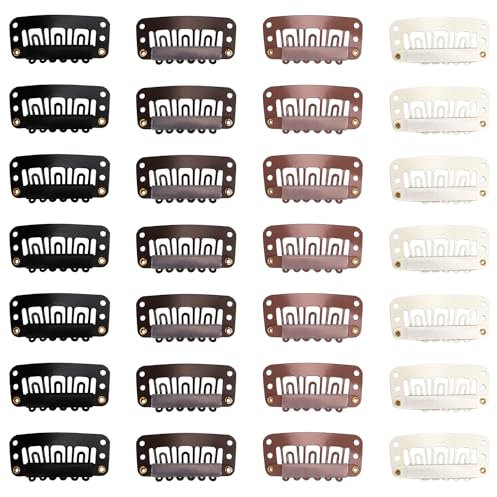32 Stück U Förmige Perücken Klammern, Kleine Kamm Haarverlängerung Klammern mit Weichem Gummi-Druckknopf Metall Mini Clips Zubehör für Perücken, Zöpfe, Haare DIY Chunni