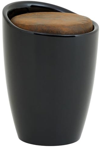 IDIMEX Sitzhocker Arbeitshocker Badhocker Badschemel Stauraumhocker Daniel, mit Stauraum und Sitzkissen in schwarz/Vintage