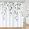 Bonhause Duschvorhang Grün Eukalyptus Blätter Lila Blumen Duschvorhänge 180 x 180 cm Anti-Schimmel Wasserdicht Polyester Stoff Waschbar Bad Vorhäng für Badzimmer mit 12 Haken