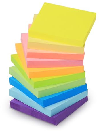 Agoer 1000 Stück Haftnotizen 76x76mm, Notizzettel Bunt Selbstklebende Klebezettel, Sticky Notes zum Markieren von Seiten für Büro, Studie, Hause (10 Farbe)