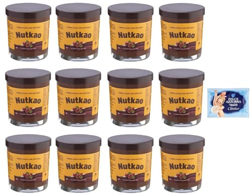 12 x Nutkao Kakaobreme mit Haselnüssen, 200 g Glas + 1 Beutel Talkum Felce Azzurra 100 g
