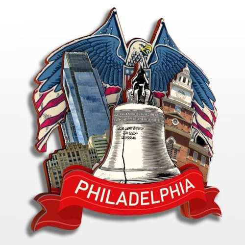 Philadelphia Pennsylvania USA Amerika Kühlschrankmagnet, 3D-Kühlschrankmagnet, Holz, Stadt, Reise, Souvenirs, handgefertigt, Handwerk, Kühlschrankmagnete, Aufkleber, Heimdekoration, Sammlung, Geschenk