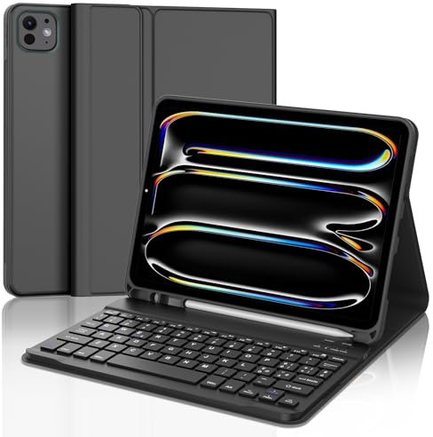 JADEMALL Custodia Tastiera per iPad Pro 11 2024 M4, Tastiera per iPad Pro 11 M4 2024, Italiano QWERTY Tastiera Bluetooth Rimovibile Custodia con Supporto Pencil, Nero