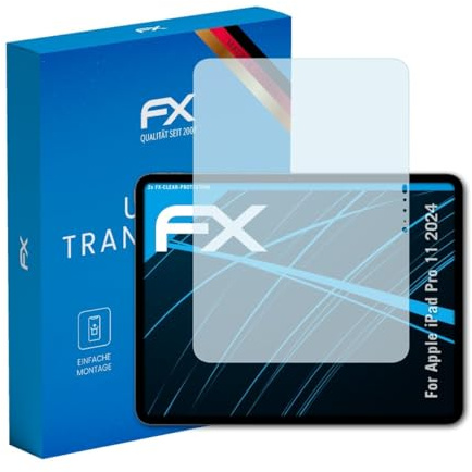 atFoliX Schutzfolie kompatibel mit Apple iPad Pro 11 2024 Folie, ultraklare FX Displayschutzfolie (2X)