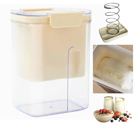 Yoghurt Strainer Maker, Multi-Function Greek Yoghurt Strainer Filter,with Lid & Ultra Fine Mesh Strainer Basket & Spring,Reusable Leakproof Yogurt Cheese Strainer Tools for Homemade Healthy Breakfast