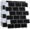 WALPLUS 3D Black Stick on Tiles Bathroom Tile Stickers Self Adhesive Wall Tiles Peel and Stick Tiles Kitchen Renter Friendly Wall Tiles 6-Sheets Glossy 12x6