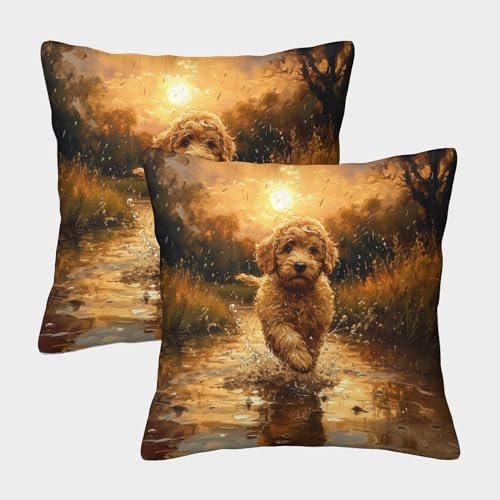 ZHENGYBB Dudu Dog Kissenbezug 2er Set Kissenbezüge Wohnzimmer Kissenhülle Couchkissen Polyester Polster Textil Für Sofa Schlafzimmer Couch Outdoor Zierkissen 40x40cm
