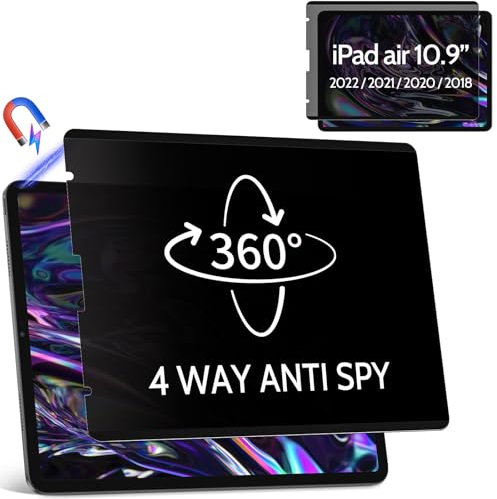 360° 4 Way Magnetic Privacy Filter for iPad Pro 11 inch (2022/2021/2020/2018), iPad Air 5th / ipad Air 4th Generation 10.9 inch, Removable Anti-Glare Blue Light Matte Privacy Screen Protector