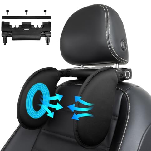 Aipwerer Kopfstütze Auto, Weichem Gedächtnisschaum,Einziehbare Abnehmbare Nackenstütze Autositz Seitliches Kopfstützkissen für Kinder Erwachsene, zum Schlafen (Schwarz, A03 Fabric)