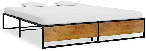 Hommdiy Bettgestell Bett Metallbett Einzelbett Bettrahmen Ehebett Lattenrost Schlafzimmerbett Schlafzimmermöbel Schwarz Metall 160 x 200 cm