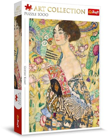 Trefl 93756 Gustav Klimt, Dame mit Fächer-Puzzle 1000 Elemente-Puzzlespiel Kunstsammlung, Kunstpuzzle, für Erwachsene und Kinder ab 12 Jahren, Mehrfarbig