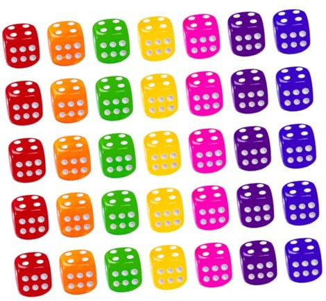 VICASKY 50 Stück Farbige Acrylwürfel Transparente Spielwürfel Würfelspielzeug Für Partys Mathespiele Spielhallen Leicht Und Langlebig Große Punkte Zum Ablesen