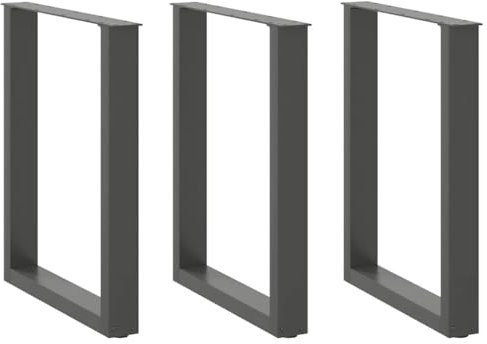 WKIEQACO Accessoires de table, pieds de table, pieds de table basse en forme de U, 3 pièces, anthracite, 70 x (72–73) cm en acier