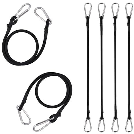 FOGAWA Lot de 6 Tendeurs Elastique 60cm avec Mousquetons, Cordon Élastique Robuste, Tendeurs Elastique avec Crochets, pour Camping, bâches, Porte-vélos, Tente, Voiture et Motos