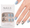 Ladiery French Press on Nails Short Square, Blue Flower Reusable lightweight Fake Nails with Glue Tool Kit for Weddings Festival Vacation Gift 24PCS