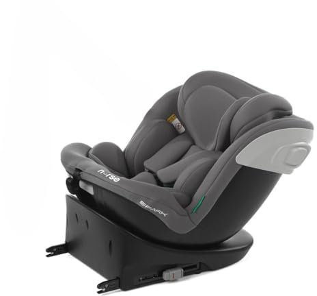 Nurse Spark, Silla Coche Bebé iSize, 40 a 150 cm, de 0 a 12 Años, Isofix, Top Tether, Giratoria 360, Posición de Carga, 13 Posiciones, Color Gris Storm, Spark i-Size