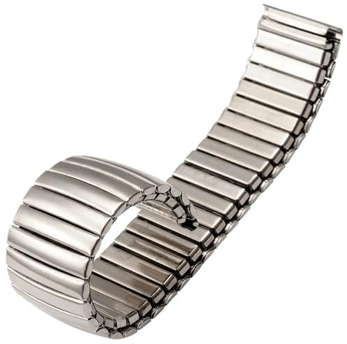 LMINGZE Edelstahl Gummiband 20 22mm Metall Expansion Uhr Band Männer Frauen Universal Ersatz(Silver,22mm)