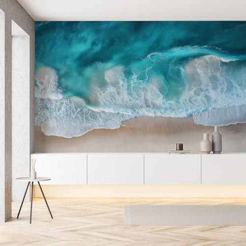 Sobhdga Papier Peint Panoramique Marine Bleu Plage 300x210, Côtier Thème de l'océan Papier Peint Autocollant Amovible Pour Salon Decoration Murale, Rouleau Adhesif pour Meuble