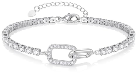 MPRAINBOW Damen Tennisarmband Gold Silber - Doppelkreis Zirkonia Verstellbar 16+5 cm Edelstahl Armband für Freundin Ehefrau Schwester Tochter Freundschaft für Abschlussfeier Geburtstag
