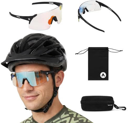 ATTABO Stilb Air photochrome Fahrradbrille schwarz – rahmenlose Sportbrille mit UV-Filter, Kategorie 1–3, TR90-Rahmen