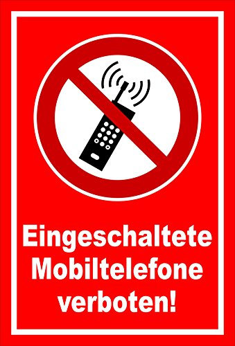 Schild - Mobiltelefone verboten - 15x10cm - 3mm Aluverbund – S00355-031-D 20 VAR
