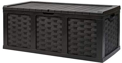 Starplast XXL Sit-On Rattan Style Storage Box: 167.5 Gallon Outdoor Plastic Bin, Weather & Water Resistant, 62.9 x 29.5 x 25 Inches, 2 Colors, 66-811