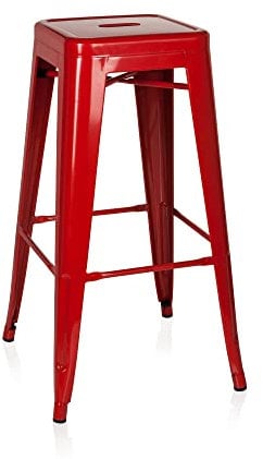 hjh OFFICE 645011 Barhocker VANTAGGIO HIGH Metall Rot Retro-Hocker im Industry-Design, stapelbar