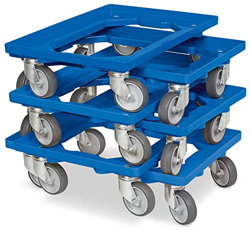 BRB 6X Logistikroller/Transportroller für Kisten 600x400 mm, Tragkraft 250 kg (blau)
