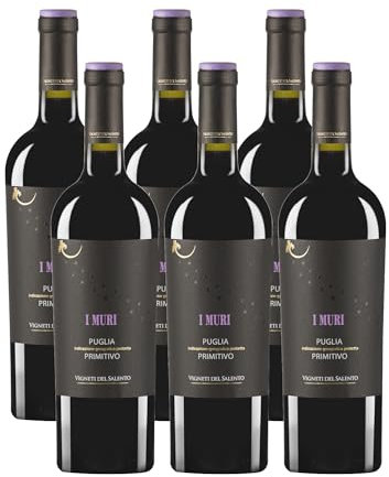 I Muri Primitivo Puglia – Trockener, fruchtbetonter Rotwein aus Apulien in Italien (6 x 0,75L)