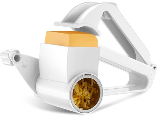 Boao Rotary Cheese Grater Manual Handheld Cheese Grater with Stainless Steel Drum for Grating Hard Cheese Chocolate Nuts Kitchen Tool(White,1 Piece)