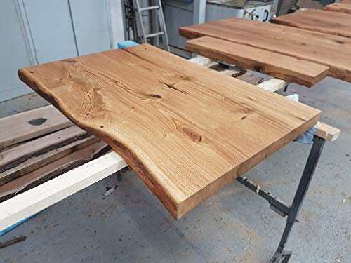 Waschtischplatte Eiche massiv Baumkante geölt Holz Aufsatzwaschtisch (105 x 55 cm)